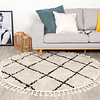 Okrągły dywan z długim włosiem – Grand Wire Weave kremowo-czarny - thumbnail