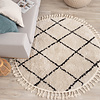 Okrągły dywan z długim włosiem – Grand Wire Weave kremowo-czarny - thumbnail 3