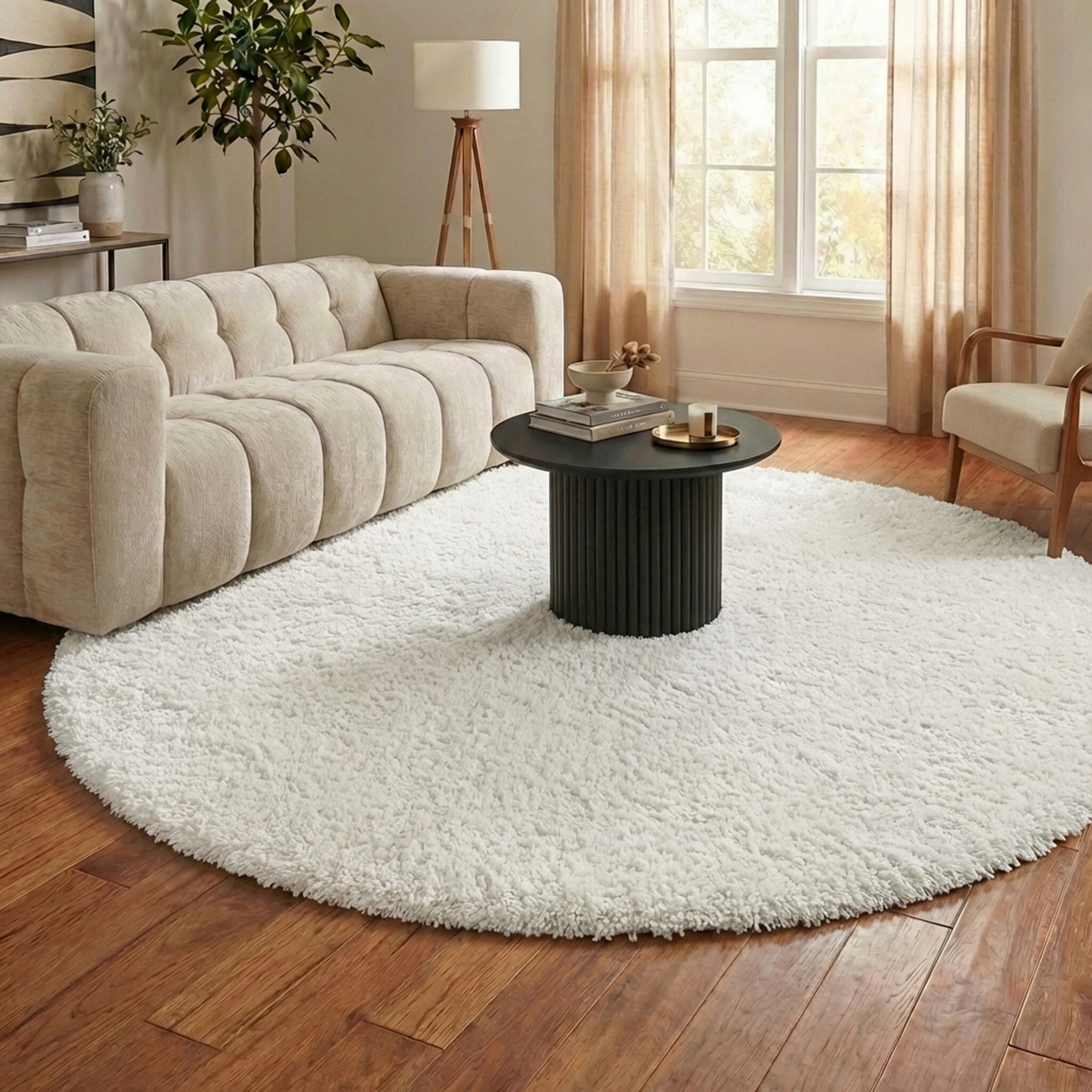 Dywan okrągły Shaggy - Blaze Biały