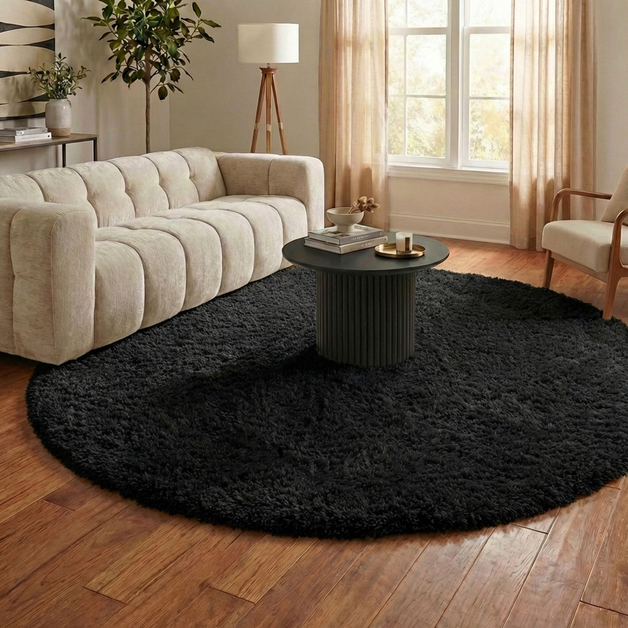 Dywan okrągły Shaggy - Blaze Czarny