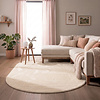 Owalny dywan o niskim runie – Cozy Krem - thumbnail