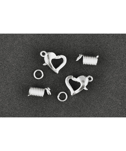 Meyco Karabinersluiting Hart Zilver 4 stuks -  12 stuks