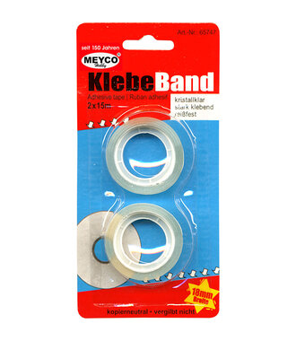 Rol plakband 2 stuks 18 mm x 15 meter - 12 stuks