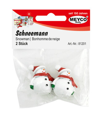 Miniatuur Sneeuwman met kerstmuts 2 stuks - 6 stuks