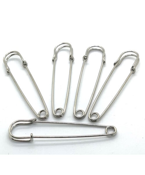 Hobby & Crafting Fun Veiligheidsspeld Broche 5 stuks 65 mm platina