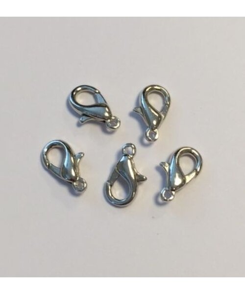Hobby & Crafting Fun Karabijnsluiting zilver 5 stuks 12 mm