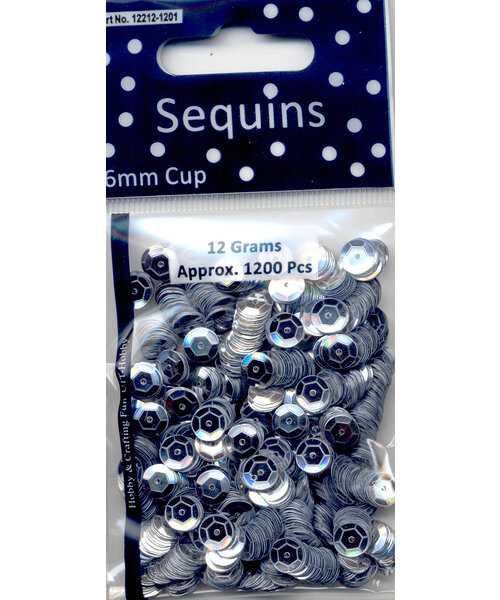 Hobby & Crafting Fun Pailetten 6 mm cup 12 gram ca. 1200 stuks Zilver