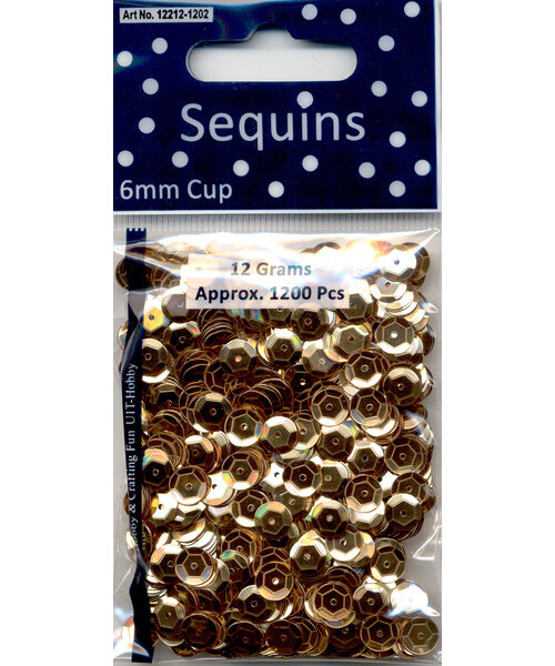 Hobby & Crafting Fun Pailetten 6 mm cup 12 gram ca. 1200 stuks Goud