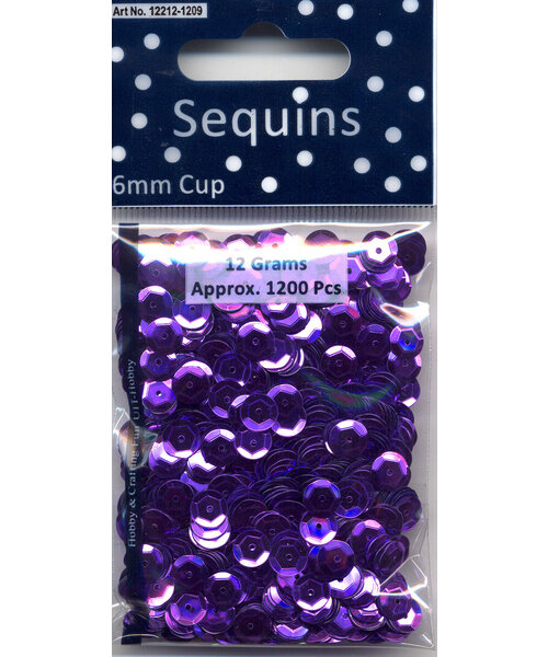 Hobby & Crafting Fun Pailetten 6 mm cup 12 gram ca. 1200 stuks Paars