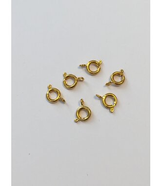 Veersluiting 7 mm 6 stuks goud