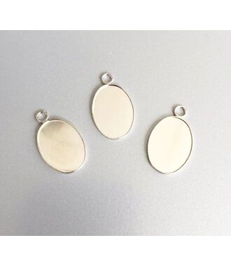 Hanger met 1 oog ovaal 18 x 13 mm 3 stuks zilver
