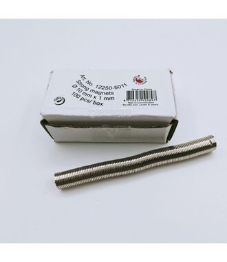 Sterke ronde magneetjes Ø 10 mm x 1 mm 100 stuks in doosje