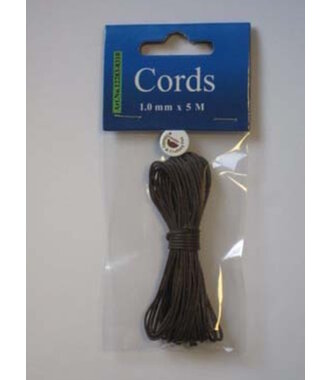 Waxkoord katoen rond 1 mm x 5 meter Donkerbruin