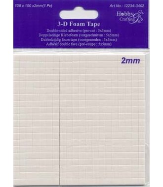 3D Foam tape/pads 100 x 100 x 2 mm (5 x 5 mm) wit