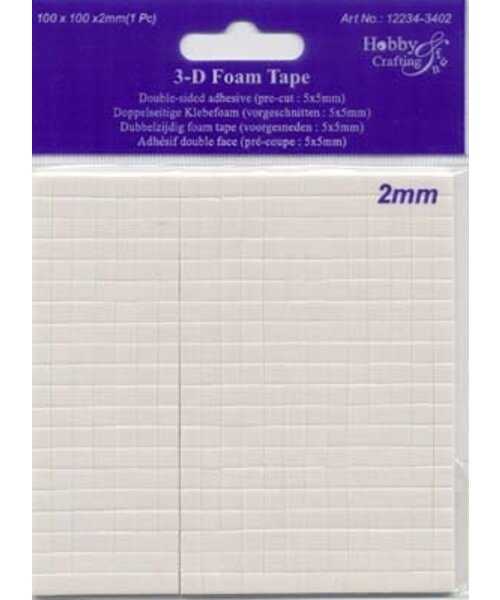 Hobby & Crafting Fun 3D Foam tape/pads 100 x 100 x 2 mm (5 x 5 mm) wit