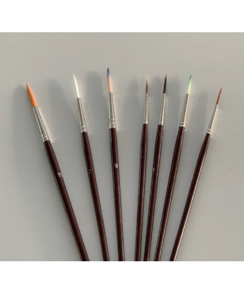 Hobby & Crafting Fun Penselenset rond 7 stuks synthetisch - 5 stuks