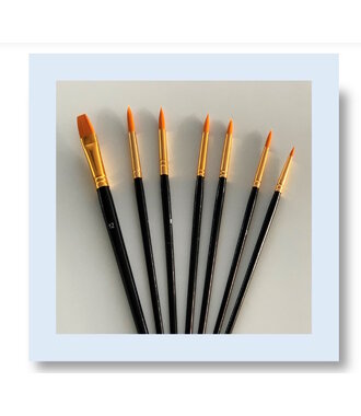 Penselenset 7 delig (1 plat en 6 rond) synthetisch