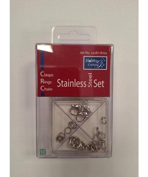 Hobby & Crafting Fun RVS sieradensluiting setje 16 delig
