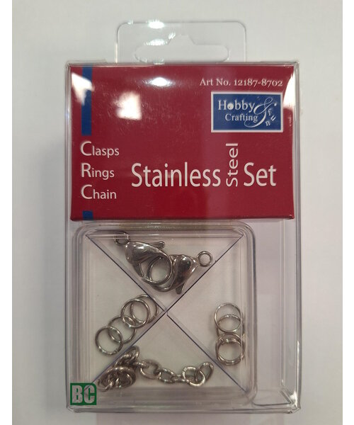 Hobby & Crafting Fun RVS sieradensluiting setje 11 delig