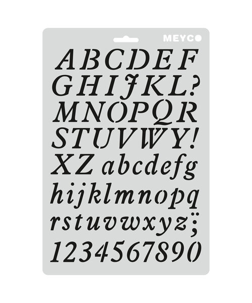 Meyco Sjabloon Alfabet A4 Cursief  26 mm hoge letters