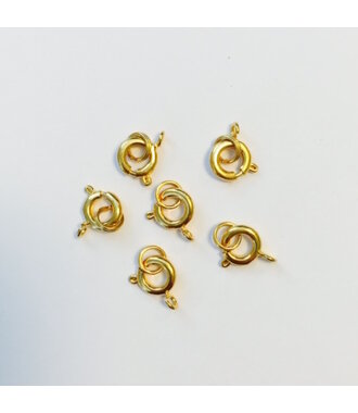 6 Ronde Gouden Slotjes 7 mm met Dubbele Splitring