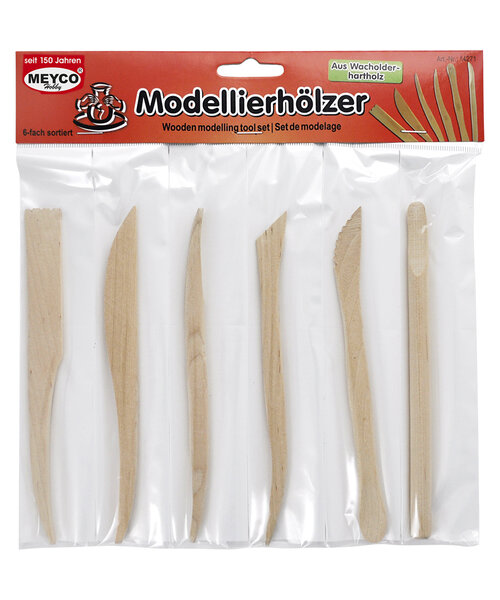 Meyco Houten modelleergereedschap voor klei 6 delig