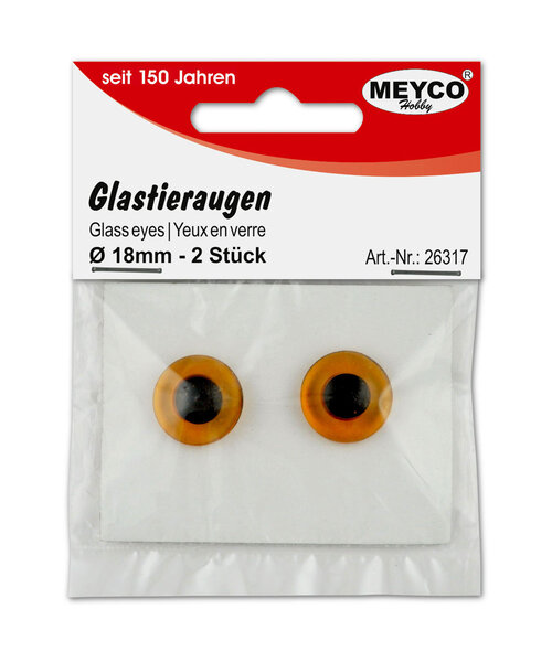 Meyco Glazen dierenogen 14 mm 2 stuks