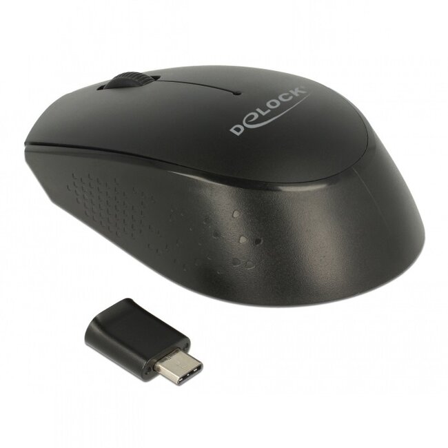DeLOCK kabellose USB-C Mini-Maus mit 3 Tasten - 1000 DPI / Schwarz