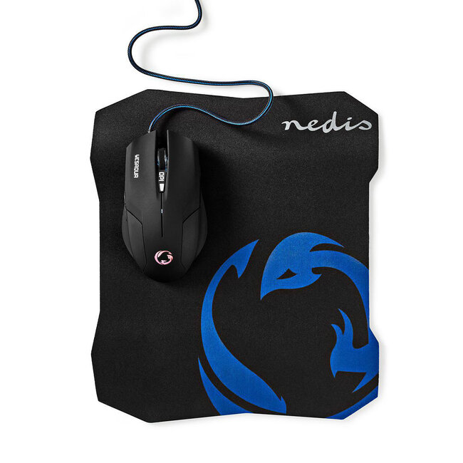 Nedis Gaming YESAQUA USB-Kabelmaus und mittlere Mausmatte Set / Schwarz - 1,5 m