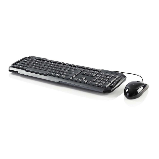 Nedis Multimedia USB Tastatur und Maus Set kabelgebunden - QWERTY (US) / Schwarz - 1,5 m