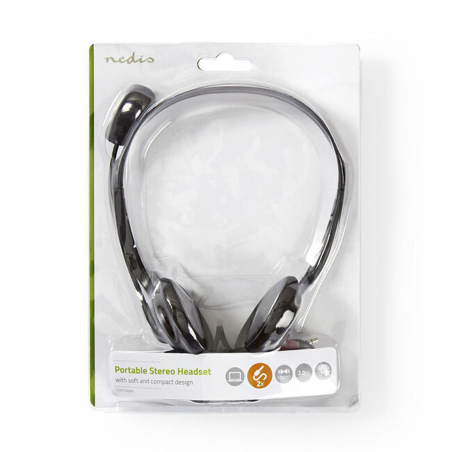 Nedis Stereo On-Ear Headset - 2x 3,5mm Klinke / Schwarz - 2 Meter