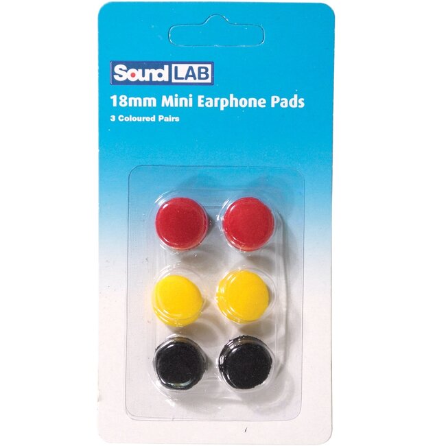 Ohrpolster für Ohrstöpsel - universal - max. 18 mm - 3x 2 Stück / rot/schwarz/gelb