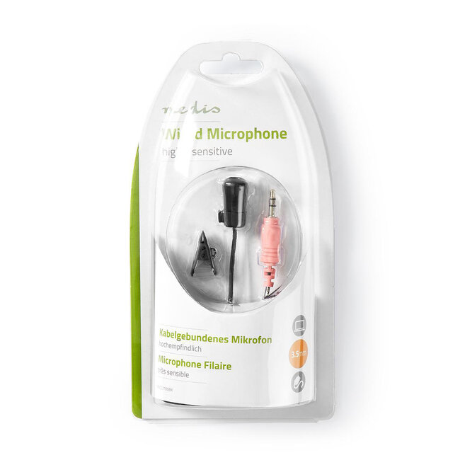 Nedis Ansteckmikrofon - 1x 3,5mm Klinke / Schwarz - 1,8 m