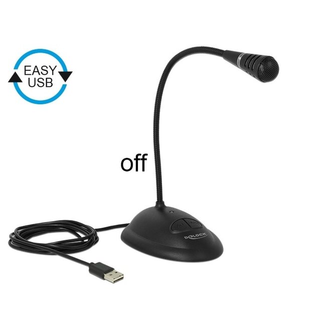DeLOCK USB Schreibtischmikrofon mit 25cm Hals - Schwarz - 1,7m