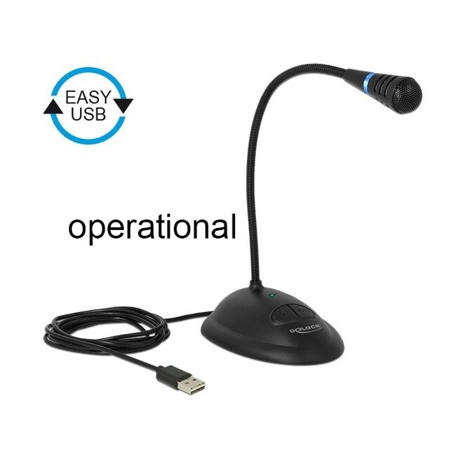 DeLOCK USB Schreibtischmikrofon mit 25cm Hals - Schwarz - 1,7m