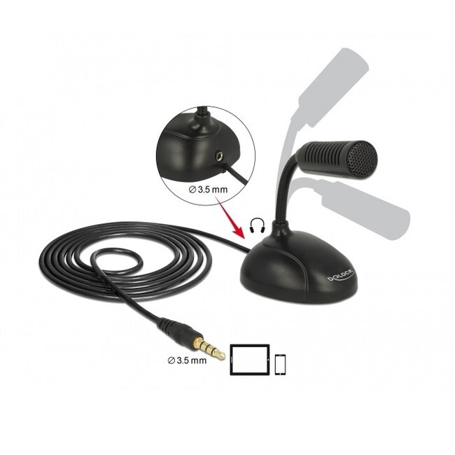 DeLOCK Tischmikrofon für Smart Media Geräte - 1x 3,5mm Klinke / Schwarz - 1,7 m