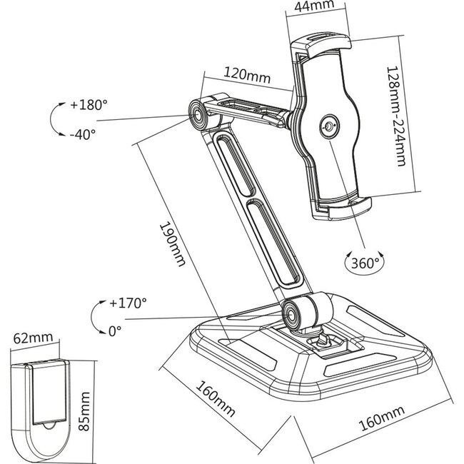 InLine 2-in-1 Multifunktionale Interaktive Tablet-Halterung / Schwarz
