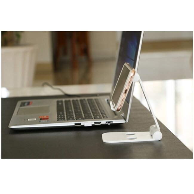 Tischhalterung mit Doppelgelenk für Smartphones / Weiß