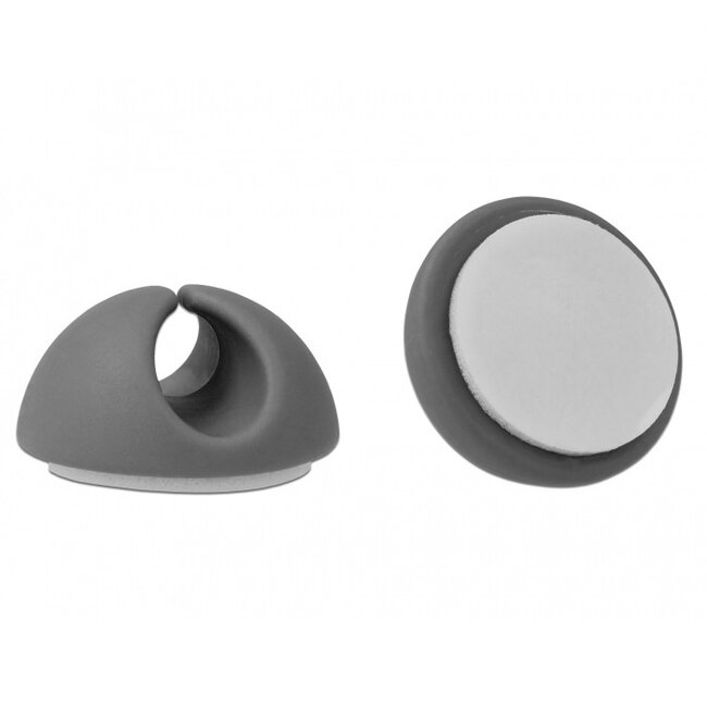 Selbstklebende Kabelhalter für 1 Kabel - 6 Stück / Weiß/Grau