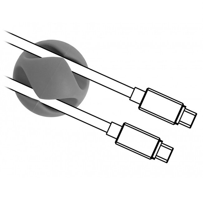 Selbstklebende Kabelhalter für 2 Kabel – 6 Stück / Weiß/Grau