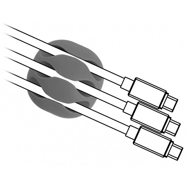Selbstklebende Kabelhalter für 3 Kabel - 6 Stück / Weiß/Grau