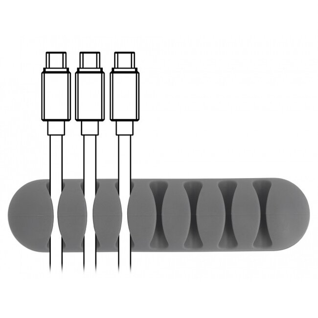 Selbstklebende Kabelhalter für 7 Kabel - 6 Stück / Schwarz/Weiß/Grau