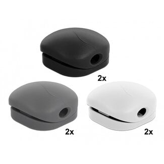 DeLOCK Selbstklebende Kabelhalter mit Klemmverschluss für 1 Kabel / Schwarz/Weiß/Grau