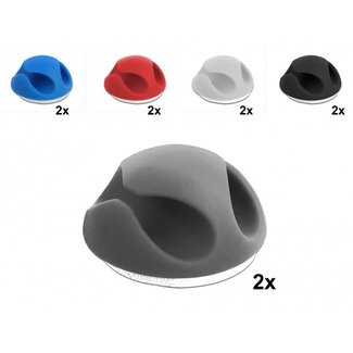 DeLOCK Selbstklebende Mini-Kabelhalter für 2 Kabel – 10 Stück / verschiedene Farben