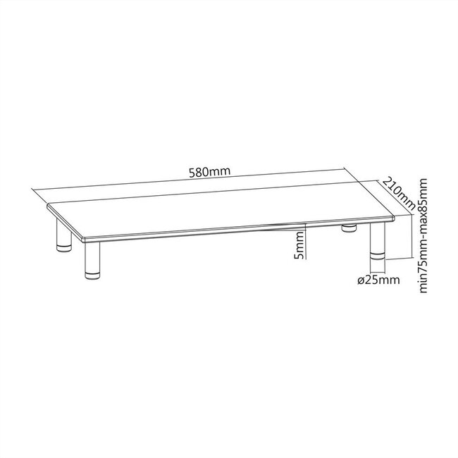 Roline ergonomischer Monitorständer - quadratisch / Glas