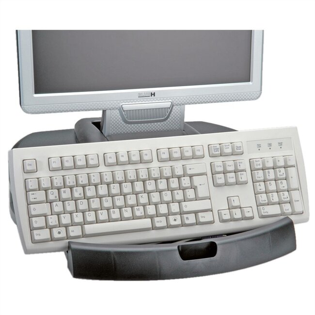 Roline ergonomischer Monitorständer mit Schubladen, schwarz/silber