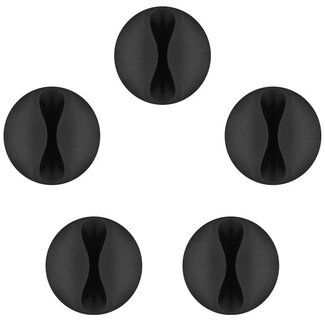 Goobay Selbstklebende Kabelhalter für 1 Kabel – 5 Stück, Schwarz