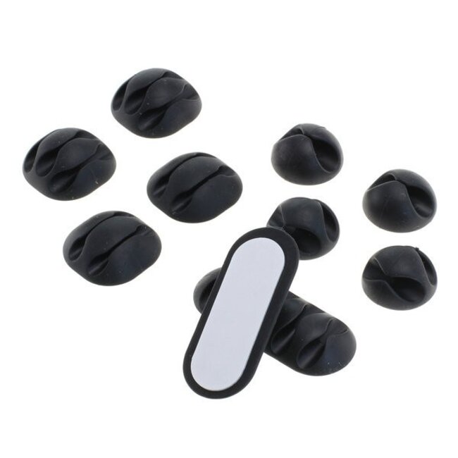 Selbstklebende Kabelhalter Set – 10 Stück, Schwarz