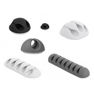 DeLOCK Selbstklebende Kabelhalter Set – 6 Stück / Schwarz/Weiß/Grau