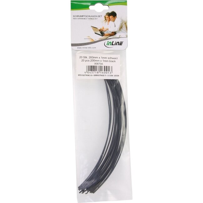 Schrumpfschlauch 200mm - 1mm auf 0,5mm - 20 Stück / Schwarz